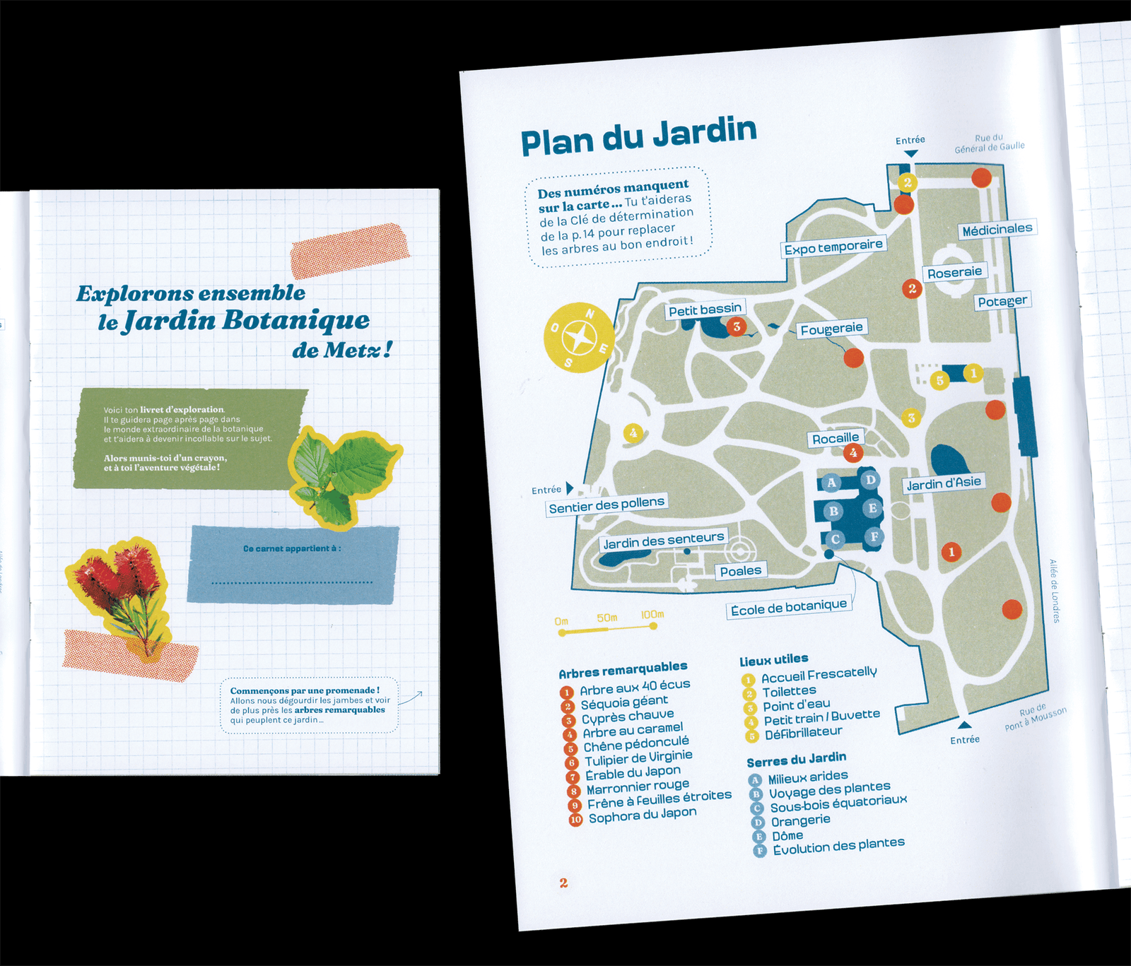 Cahier d'activité, Deuxième de couverture et plan